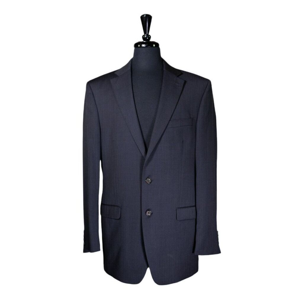 Ralph Lauren Mens Blazer Blue 100% Wool 2 Button Lined Jacket Sport Coat 42L